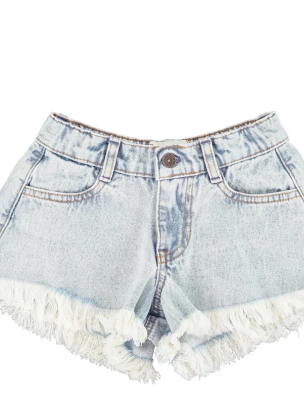 Women's Light Blue Fringe Hem Denim Shorts